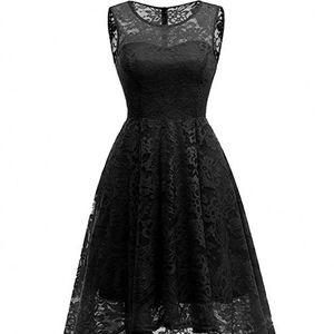 Black Lace High Low Dress
